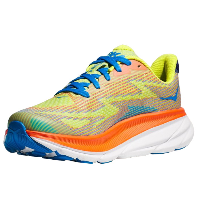 Hoka One One scarpa da corsa da ragazzo Clifton 9 1131170/EPVO arancio-giallo-azzurro